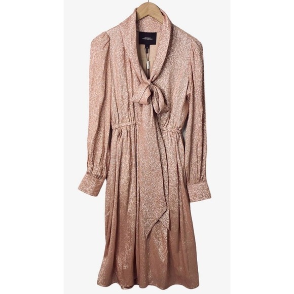 Runway Marc Jacobs Tie Front Silk Metallic Dress Womens Size 0 NWT $1200 - Picture 7 of 16